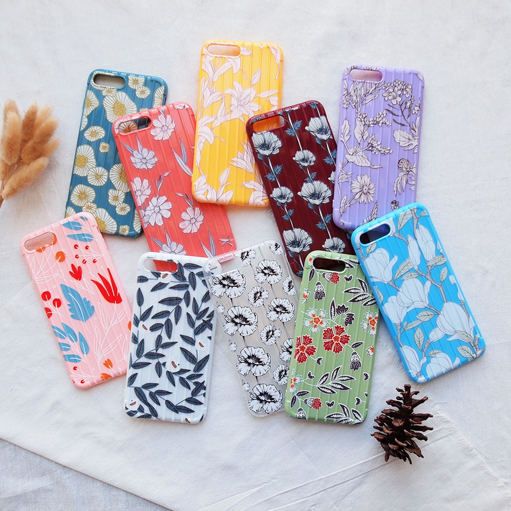 SOFTCASE IPHONE 6 6PUS 7 7PLUS  8 8PLUS 11 12 XS MAX CASE MOTIF BUNGA SOFTCASE KOPER MOTIF