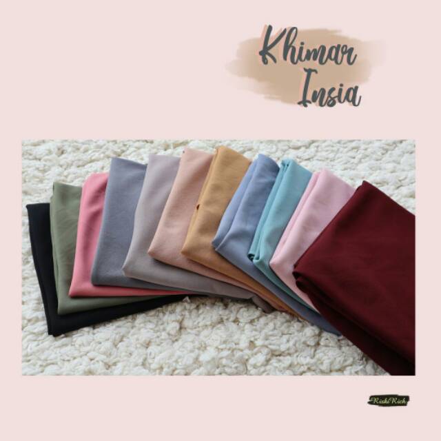 Riskirich Insia Khimar Jilbab Segi Empat Instan 2 layer Premium Jahit Tepi