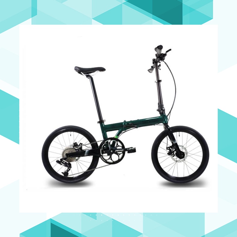 Sepeda Lipat Pro Action Falcon 9 Speed s 22 inch 20 inch Folding Bike Warna Moss Green Hijau 1 x 9 S