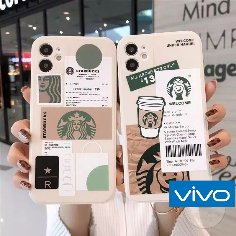 Case Vivo Y17 Y15 Y12 Y91C Y1S Y51 Y51A Y50 Y30 Y20 Y12S Y95 Y91 V20 V21 Starbucks Square Edge Soft Case-2