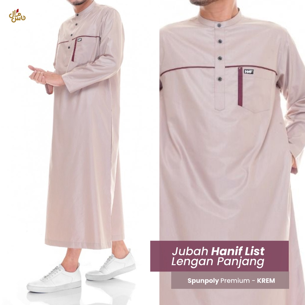 Jubah Gamis Pria Dewasa Muslim Polos Lengan Panjang Bahan Spunpoly Premium Hanif