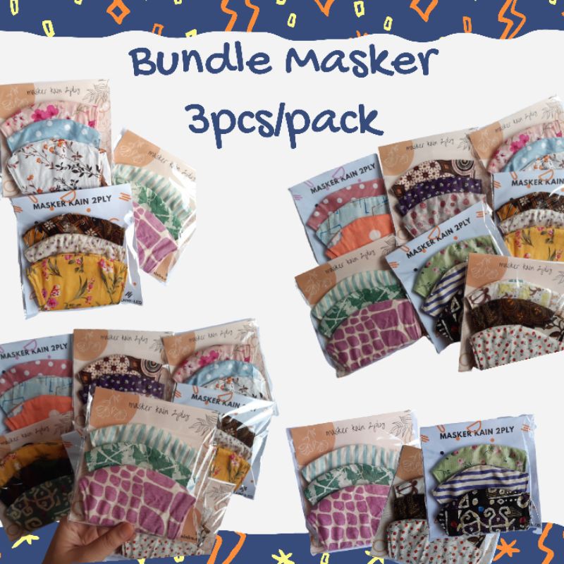 Masker Kain Motif 1 Pack isi 3 Masker