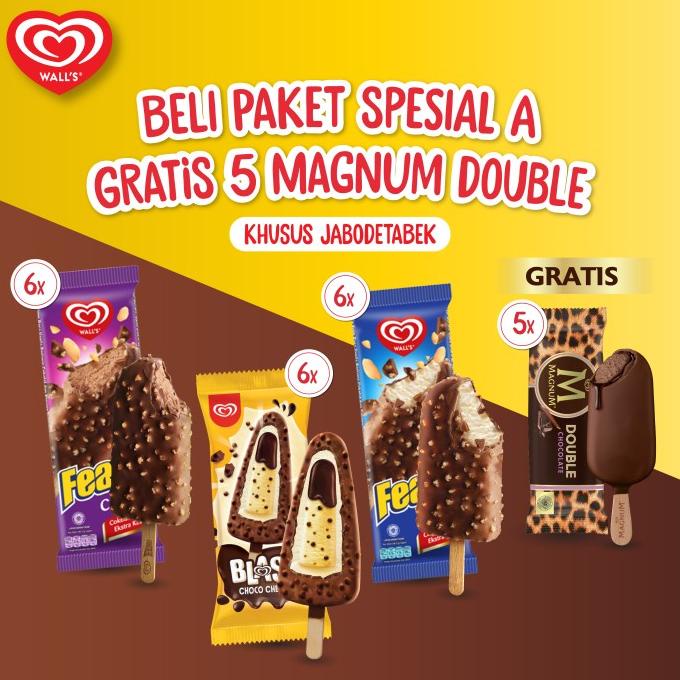 

windytriastuti13 Beli Paket Spesial A Gratis 5 Magnum Double - Es Krim/Ice Cream Wall's TERLARIS TERPERCAYA ORIGINAL