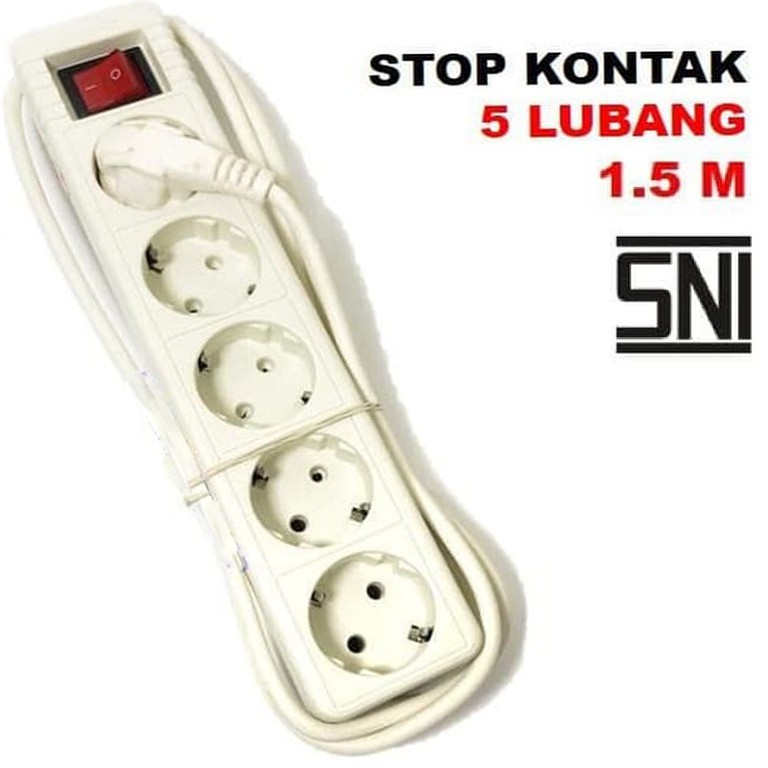 Stop Kontak 5 Lubang 1.5 Meter Sunfree / Colokan Listrik 5L 1.5m / Terminal Stopkontak 5 lubang