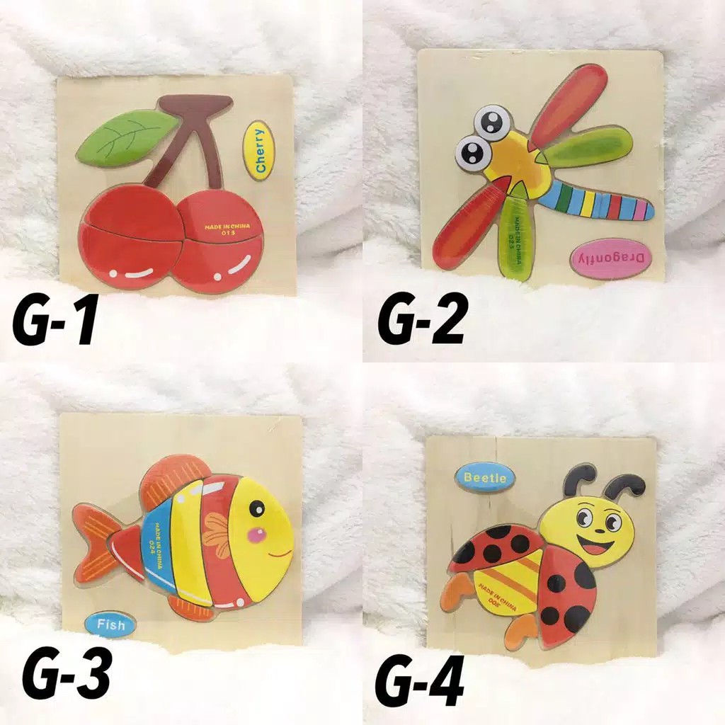 MAINAN PUZZLE KAYU JIGSAW BALOK MAINAN ANAK KARAKTER ANIMAL CUTE