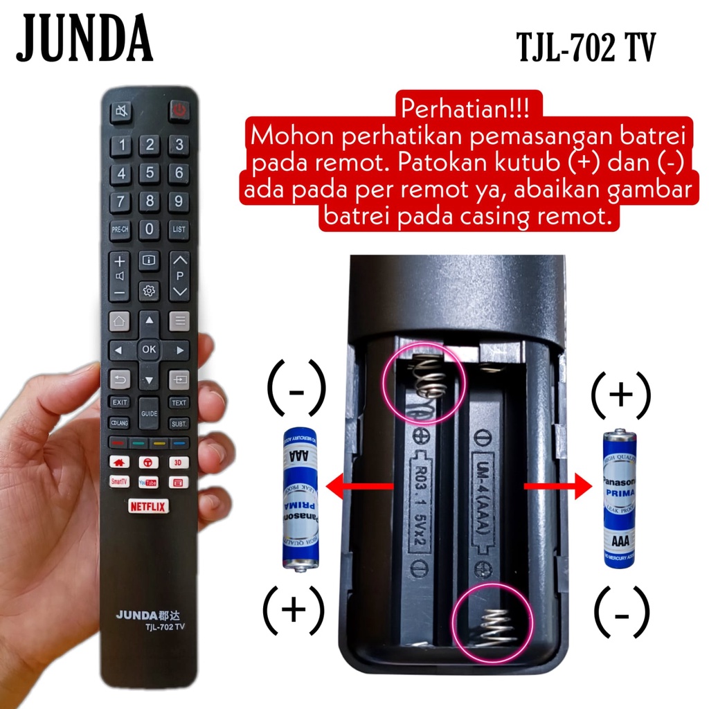 REMOTE MULTI UNIVERSAL JUNDA 701 COCOK DI TV LED TCL SMART TV ANDROID