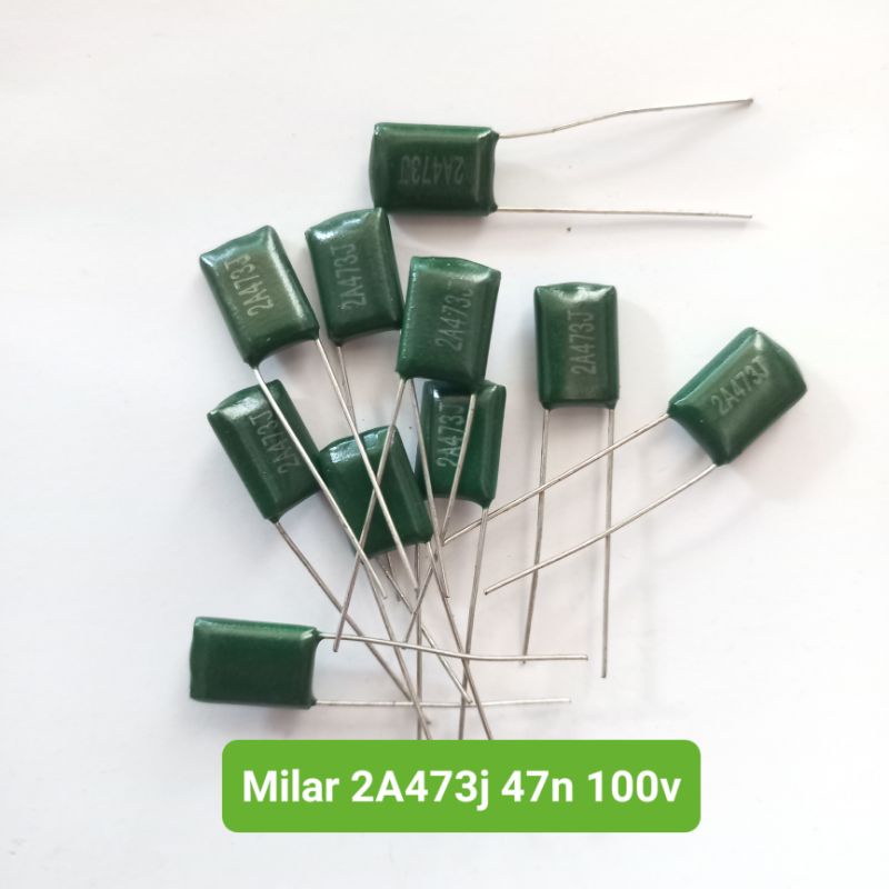 Kapasitor Milar 2A 473j 47n 100v Hijau