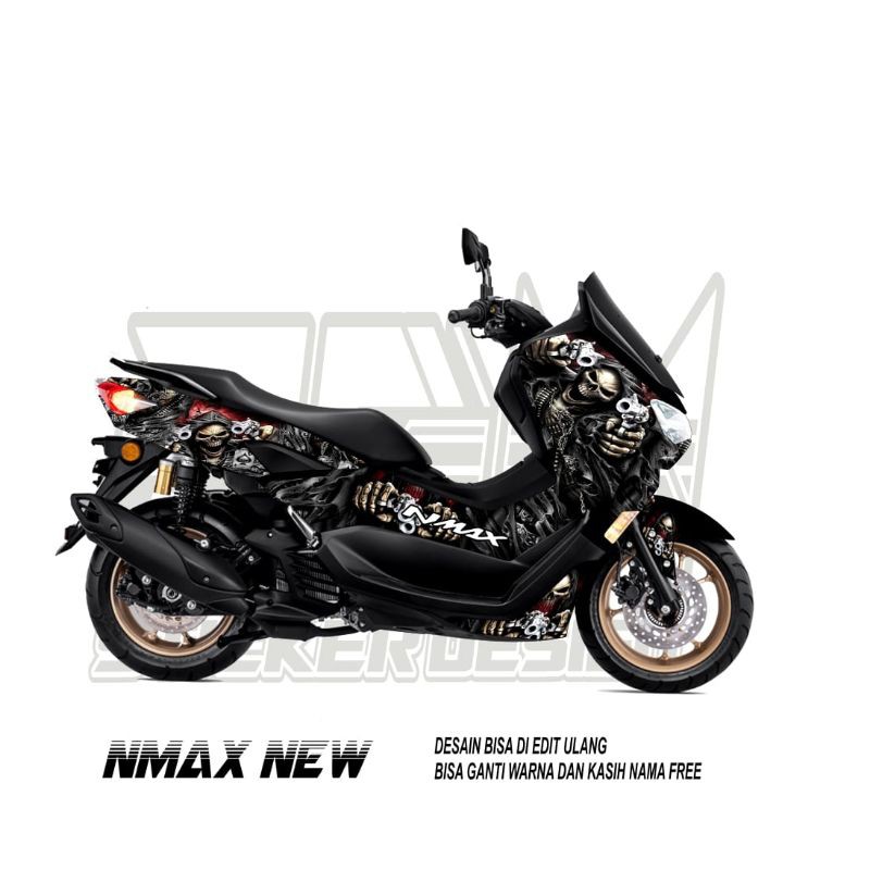 Setiker Stiker DECAL NMAX NEW MOTIF TENGKORAK BLACK