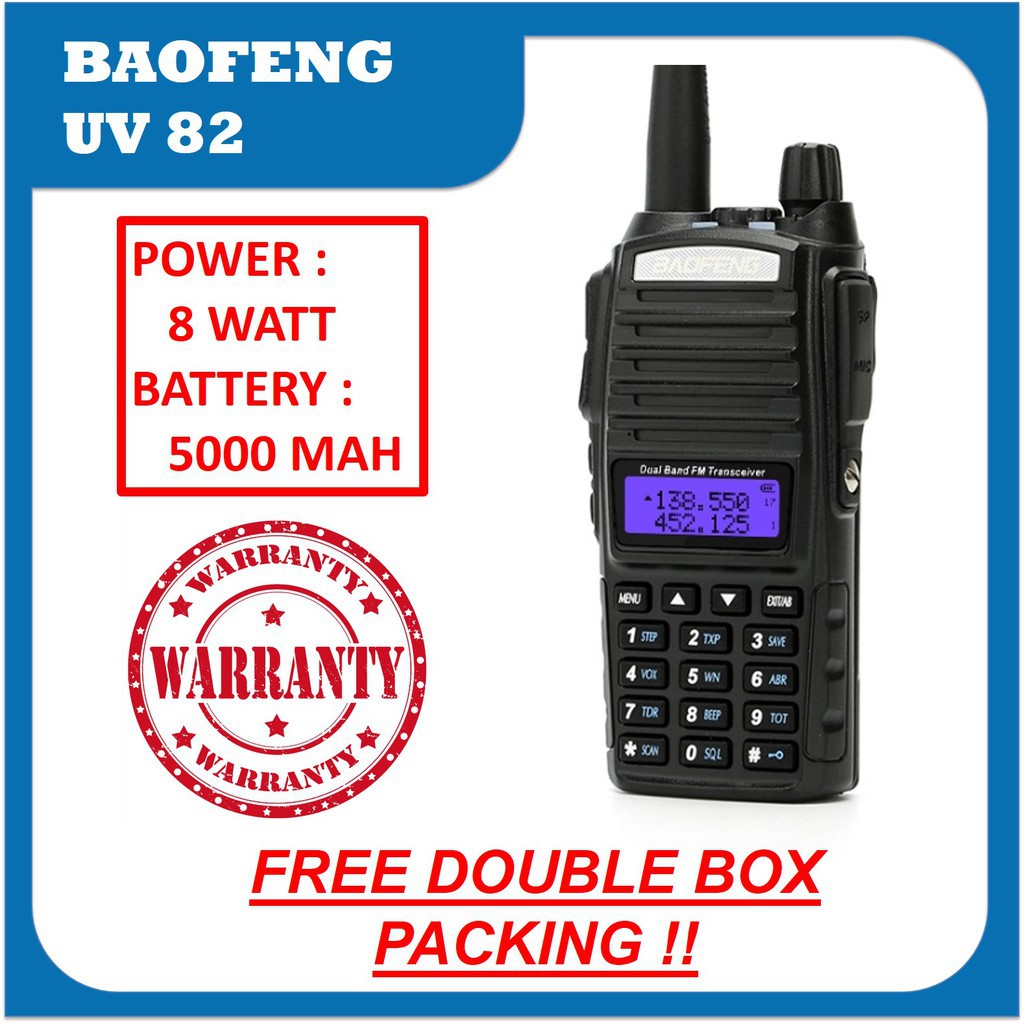 Baofeng UV82 8 Watt 5000 mah Ht Bao feng uv 82 uv-82 Dual band dualband VHF UHF fm