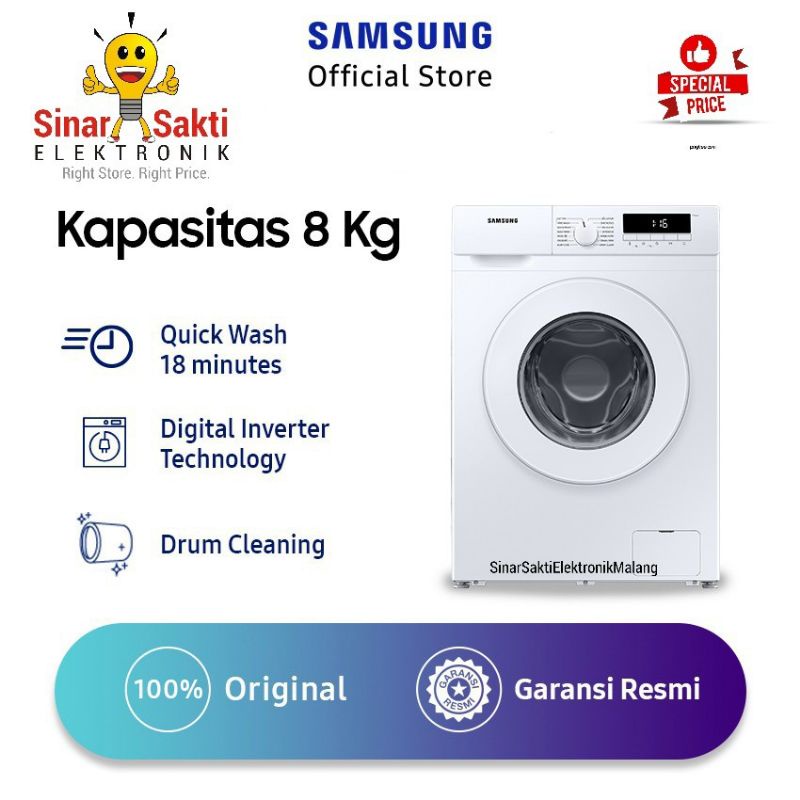 Samsung Mesin Cuci Front Loading 8 kg WW80T3040WW WW80T Quick Wash