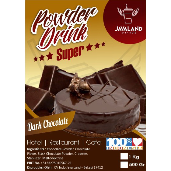 Javaland Bubuk Minuman Rasa Dark Chocolate / Coklat 1Kg - Super Plain | Bubble Powder Drink Boba