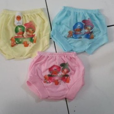 12pc REB APLIKASI celana segitiga pendek bayi pink biru kuning Cipir M