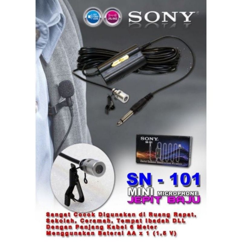 mic jepit sony SN 202 / SN 101 mic clip on sony sn202 / sn101 mic condensor sony mic kancing / mic imam / mic jepit baju / mic musholla / clip on microphone