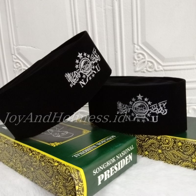 peci songkok kopiah hitam logo NU Silver/hitam/presiden/songkok/kopiah/NU Silver