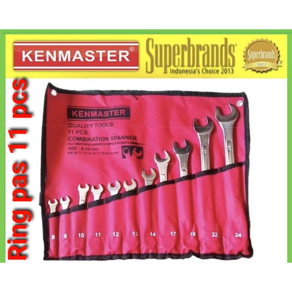 KENMASTER Kunci Ring Pas 11 pcs 8 - 24 mm set PROMO MURAH