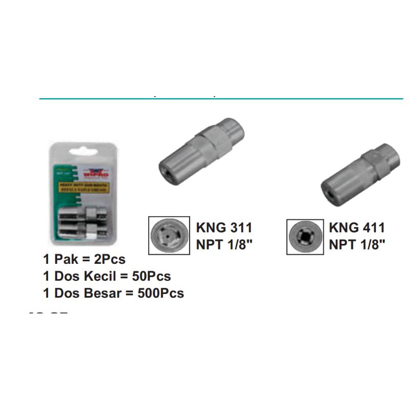 Kepala naple grease wipro KNG 411 1/8 dan KNG 311 1/8 isi 2pcs