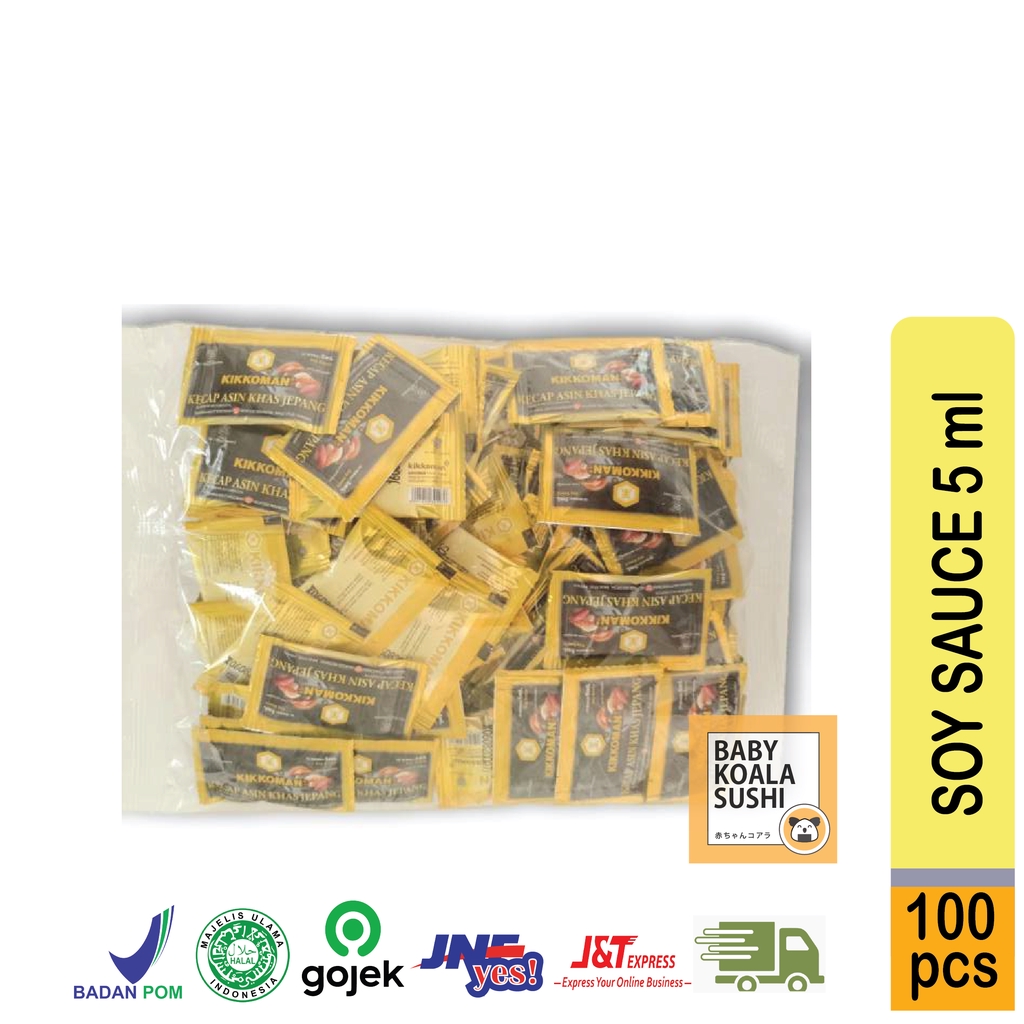 KIKKOMAN Shoyu Kecap Asin Jepang Sachet 5ml x 100 pcs Halal