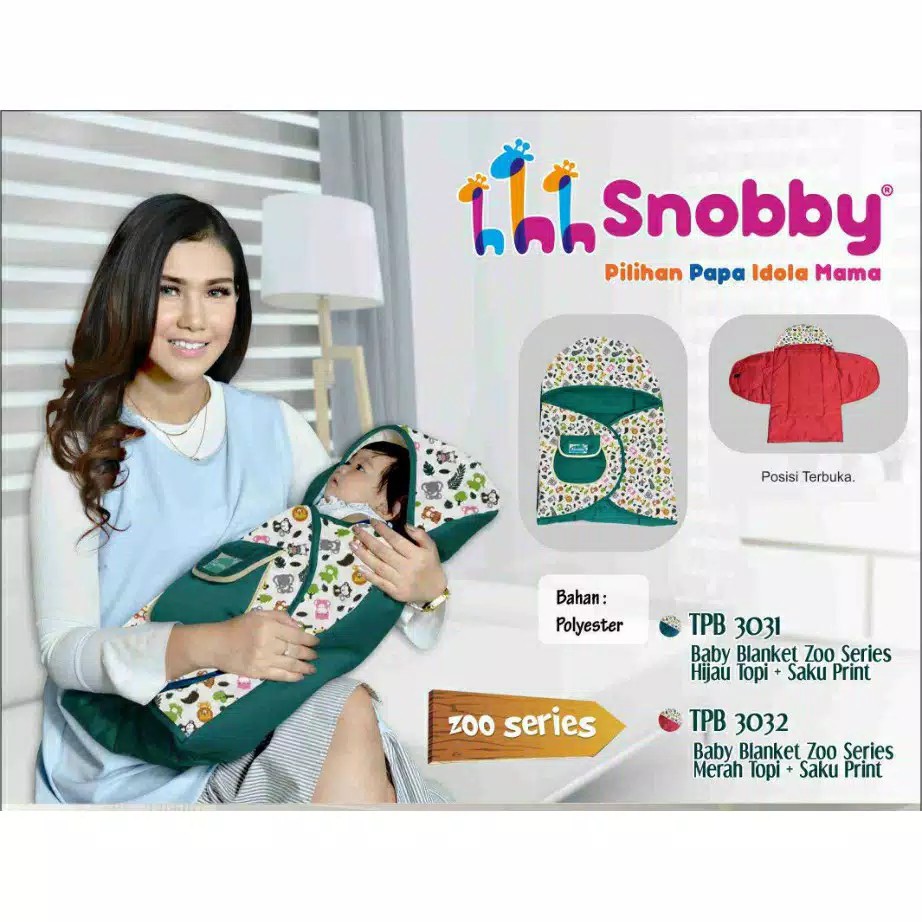 Snobby TPB3031 TPB3032 Baby Blanket Topi + Saku Print Zoo Series