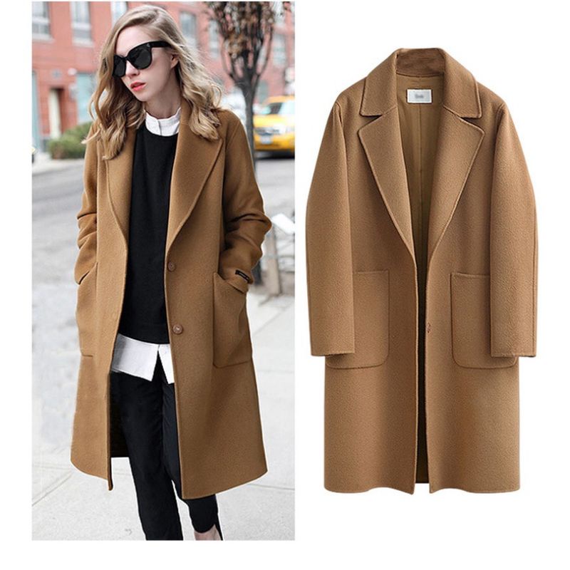 jaket jas blazer jubah panjang wanita/long coat wanita/katun flecee/mentel musim dingin/jaket jubah 