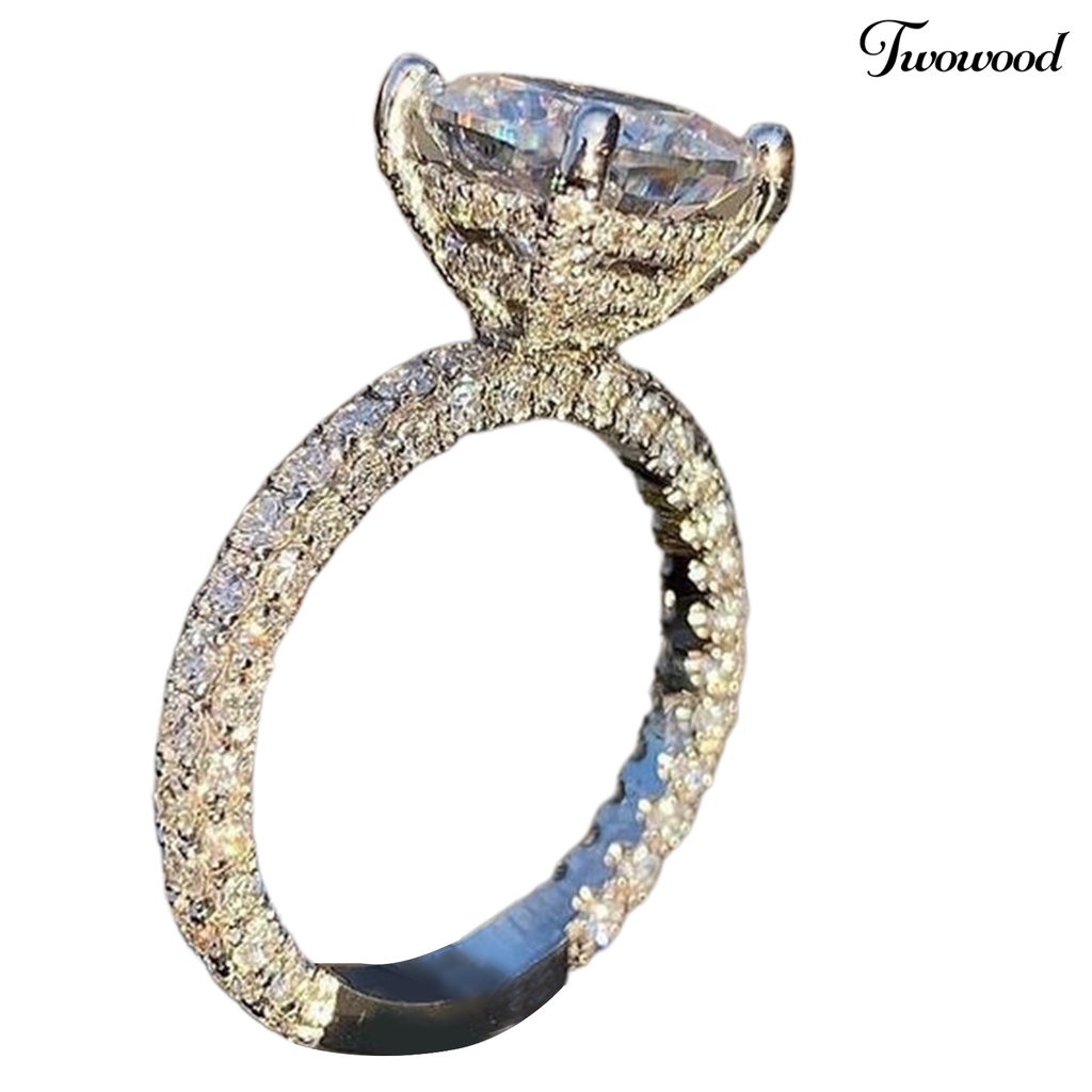 Twowood Women Ring Large Square Cubic Zirconia Jewelry Fashion Appearance Exquisite Finger Ring for Wedding