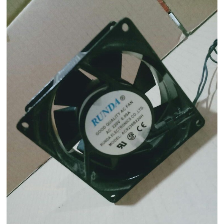 Cooling Fan / RUNDA Fan AC 220V - 0,09a ukuran 9,2cm tebal  3,8cm