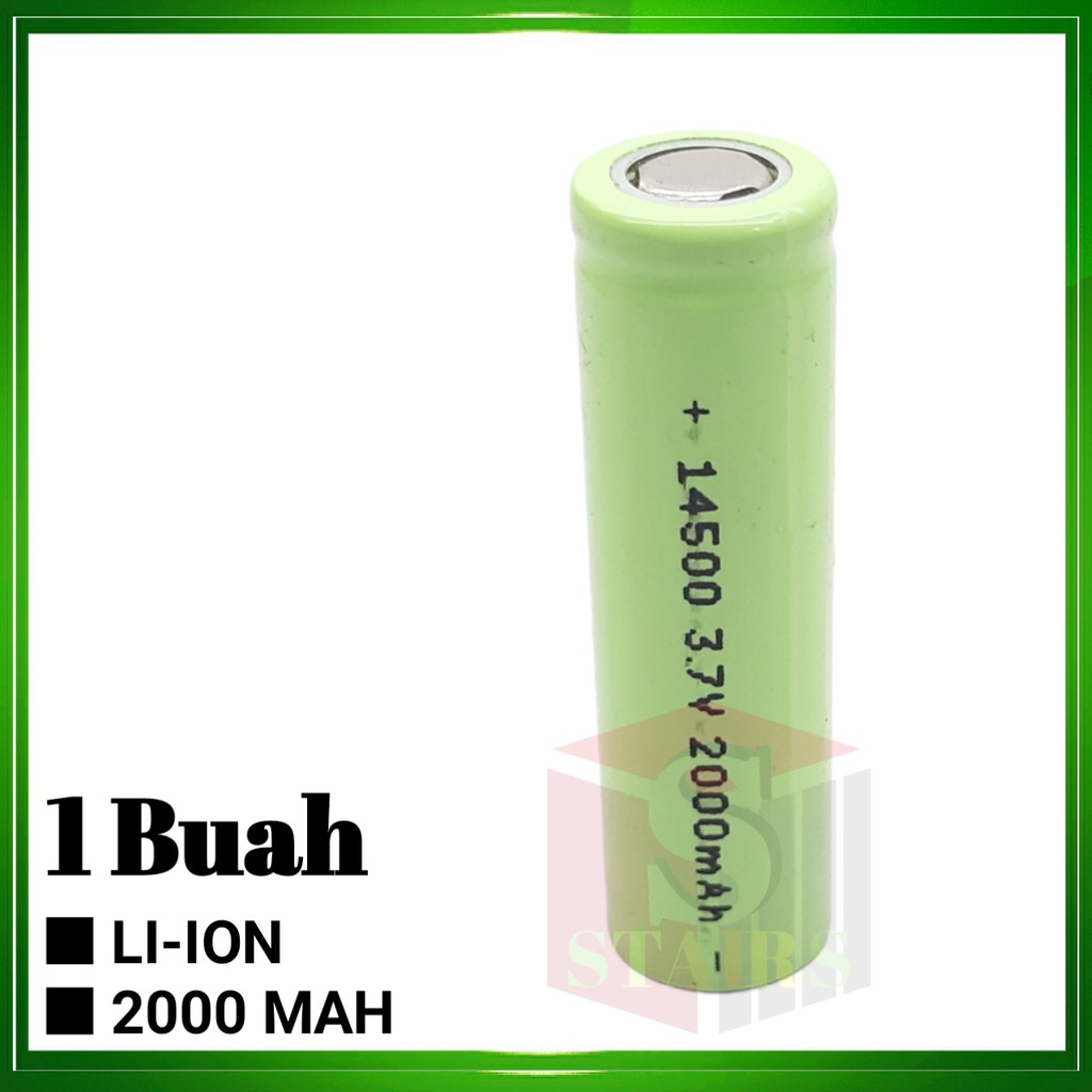 Baterai/Batre 14500 Cas/Charger Li-ION 3.7V - 2000mAh 1 Pcs