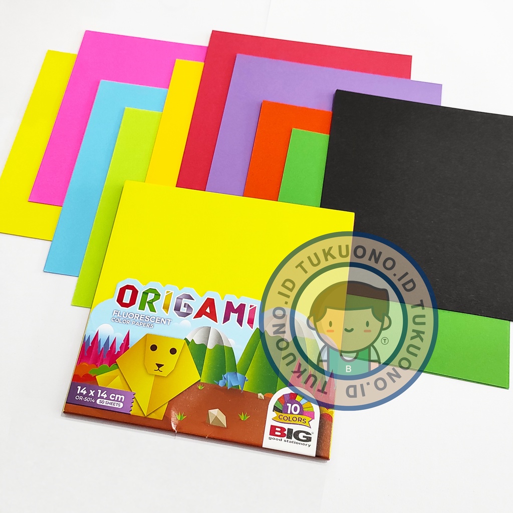 

BIG Kertas Lipat Polos Warna 14x14 cm isi 50 Lembar | 2 SISI WARNA | 10 Warna | Kertas Origami