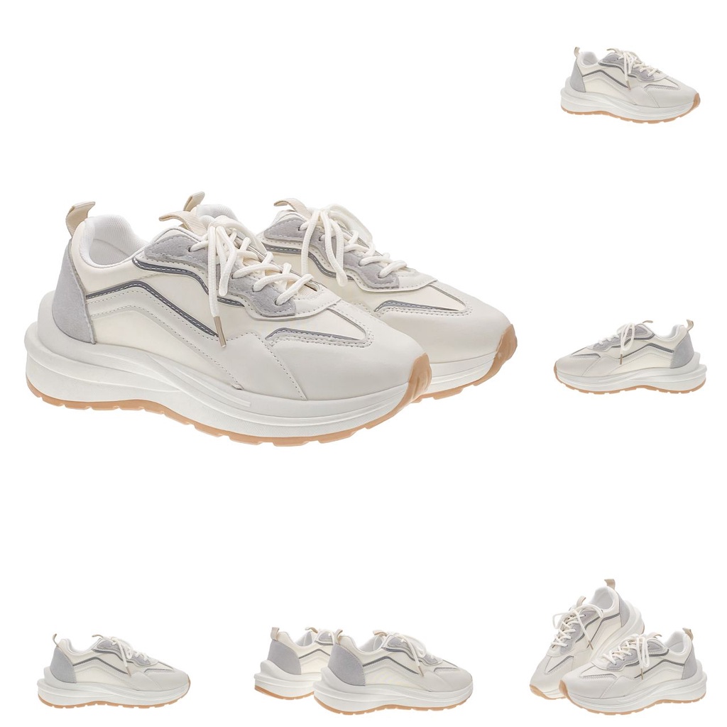 SEVEN_DAY SEPATU SNEAKERS WANITA KOREA IMPORT SPORT SHOES KREM H-515-6