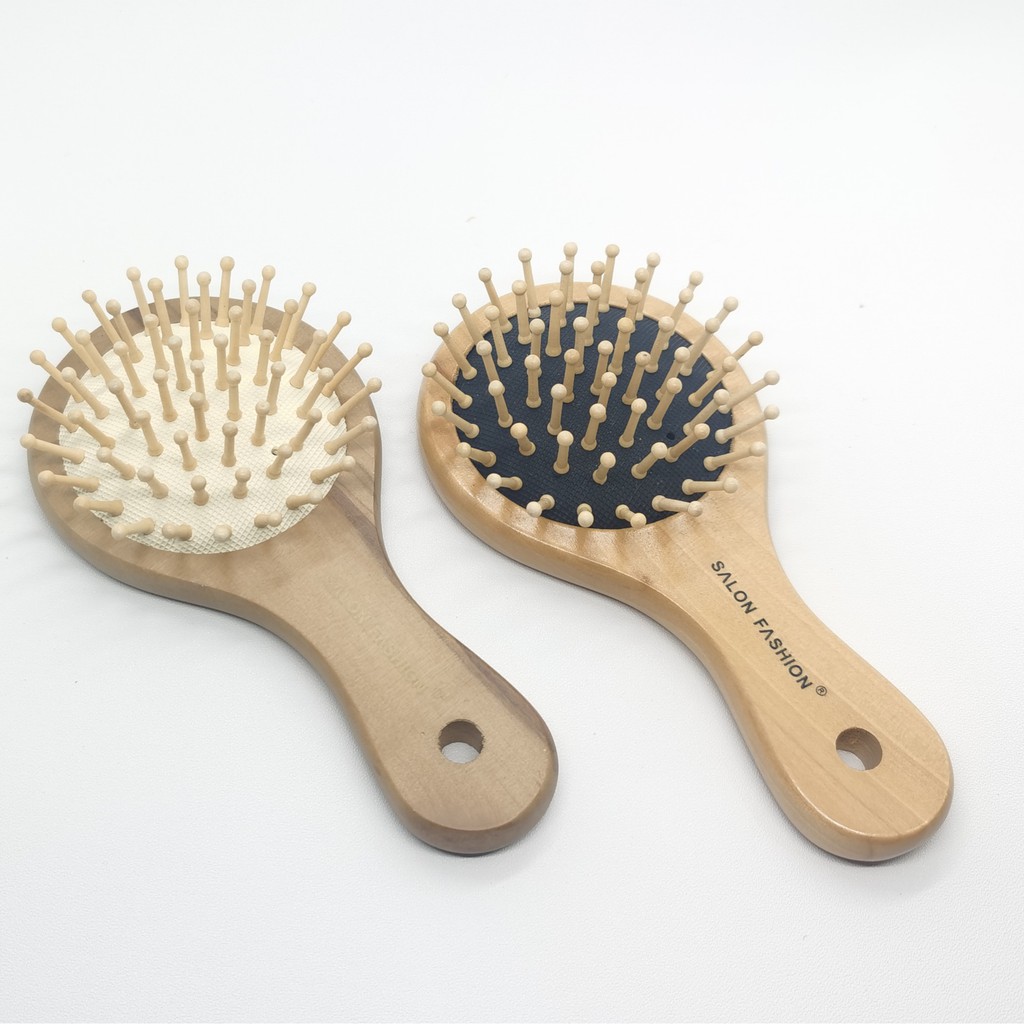 SISIR KAYU KOREA BULAT PREMIUM TAHAN LAMA WOOD COMB SISIR BULAT KECIL LUCU