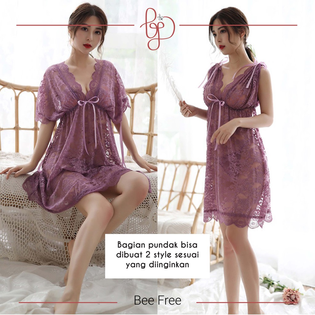 OPERA Baju Tidur Premium Lingerie Sexy Setelan Wanita Piyama All Size Sleepwear Sexy Lingerie Jumbo V-Neck Model Dewasa-3