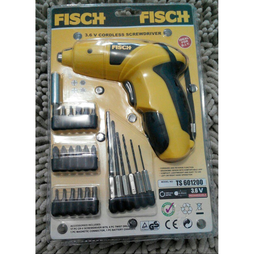 Mesin Bor Praktis Tanpa Kabel Fisch / Alat Boor Chas / Obeng Portable Baterai Cordless Screwdriver awet