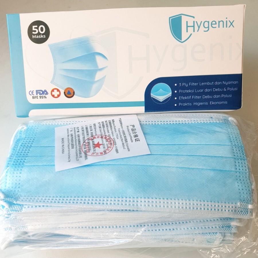 Masker Hygenix Earloop 3ply isi 50 Pcs Murah Hygenix - Big Plaza