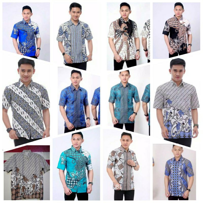 BSWART Batik HRB026 kenongo Hem Pendek Padi Pekalongan M L XL Batik Pria MURAH Modern Grosir