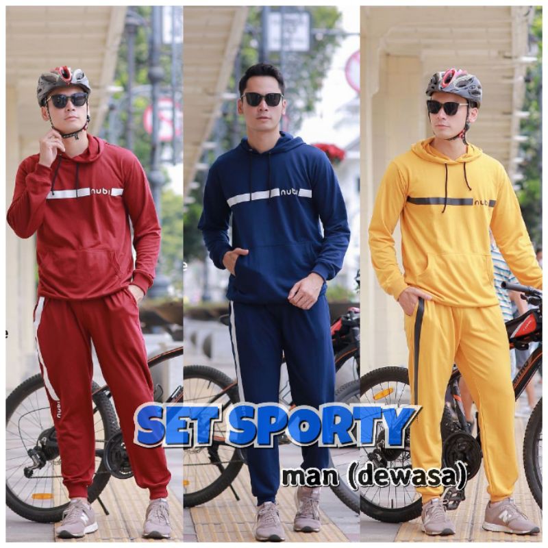 Set Sporty Hoodie Nubi dewasa/baju setelan olahraga dewasa ori Nubi Noura