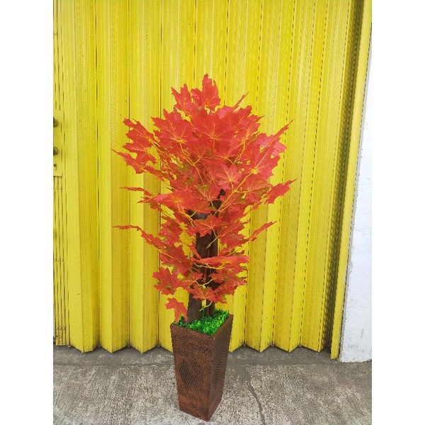 pohon maple merah bisa/bunga plastik/bunga hias/pohon artificial/pohon maple 120 cm/termurah/