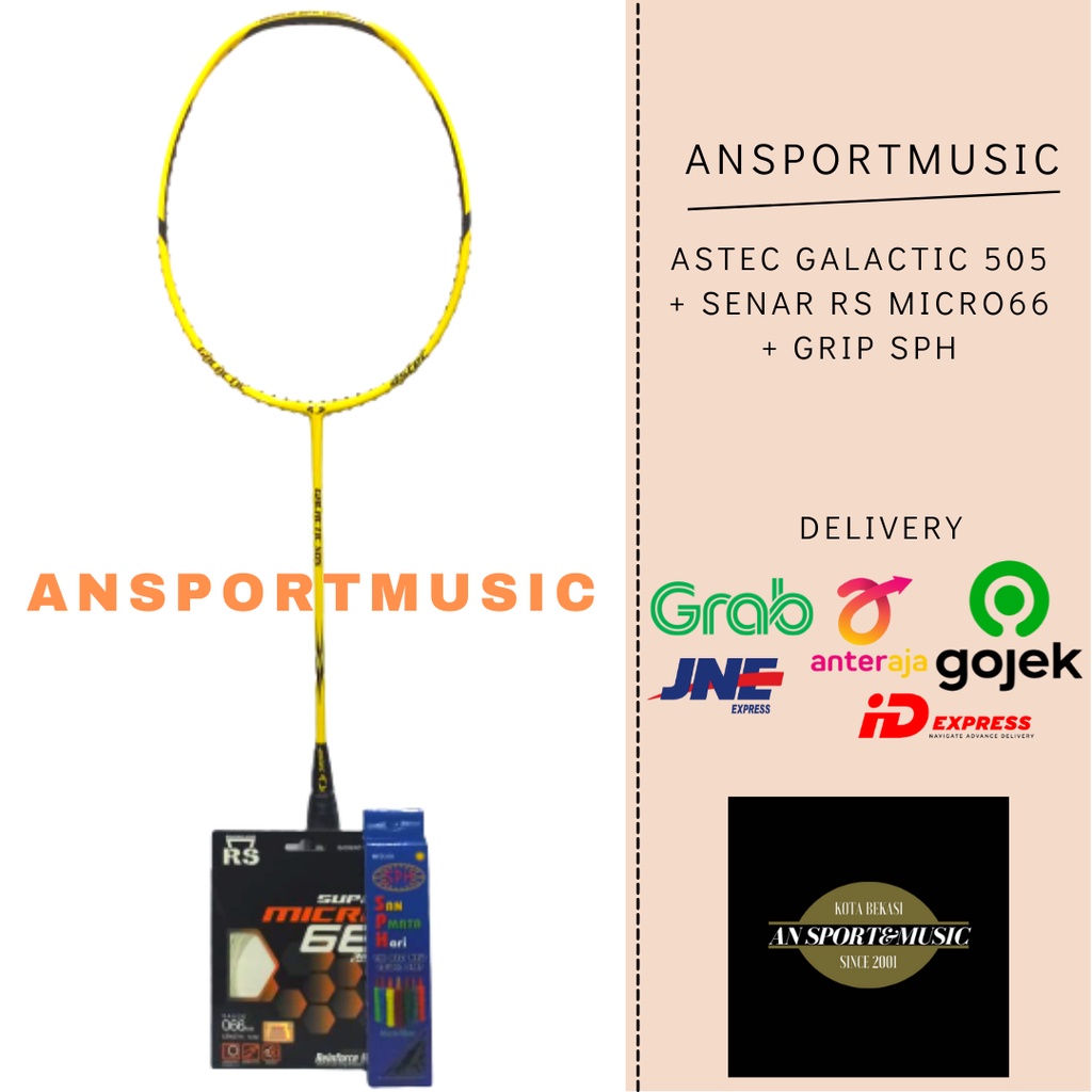 Raket Badminton Astec Galactic 505 Free Senar & Grip Original 100%