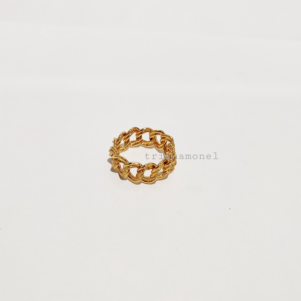 CINCIN MOTIF RANTAI KUNINGAN LAPIS EMAS