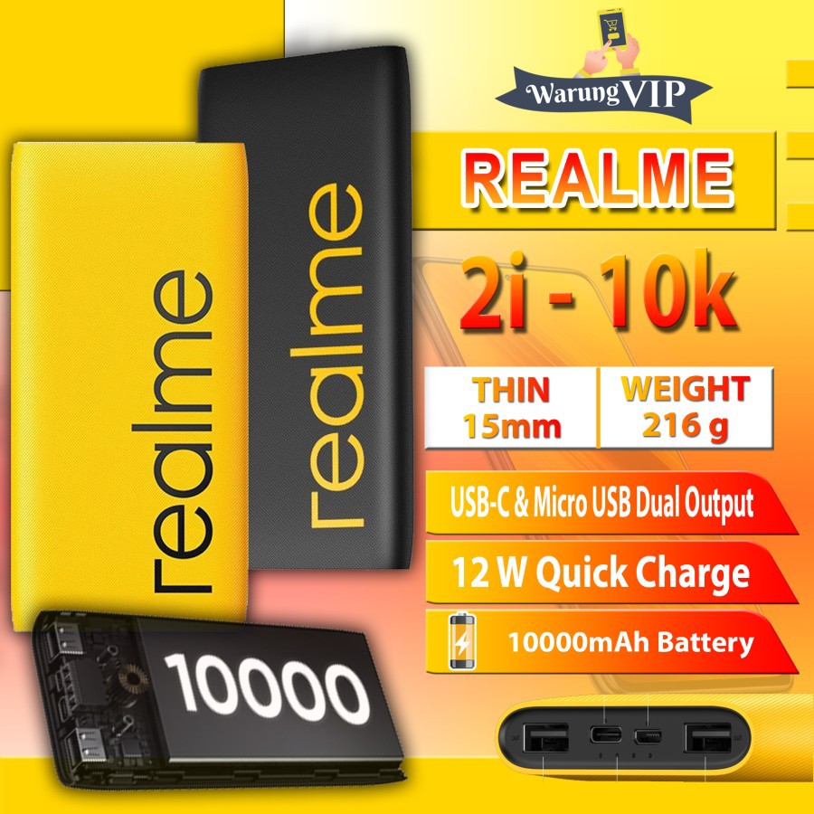 Realme Powerbank 2i 10000 mAh Quick Charge Dual Output Garansi Resmi Realme Indonesia