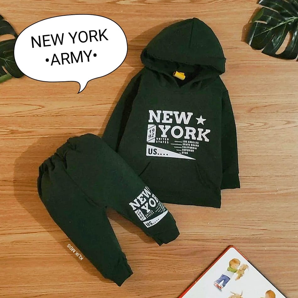 Klik Mds Setelan Anak Bayi Laki-Laki Motif Hoodie New York Free Celana Allsize