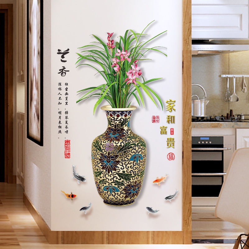 WALL STICKER STIKER SETIKER SETICKER WALLSTICKER WALLSTIKER DINDING TEMPELAN POT BUNGA SAKURA PINK PEONY RUMPUT TERATAI MERAK DEKORASI TEMBOK DECOR DEKOR RUMAH RUANG TAMU MAKAN KELUARGA WALSTICKER WALSTIKER CHINESE NEW YEAR WALLPAPER WALPAPER IMLEK