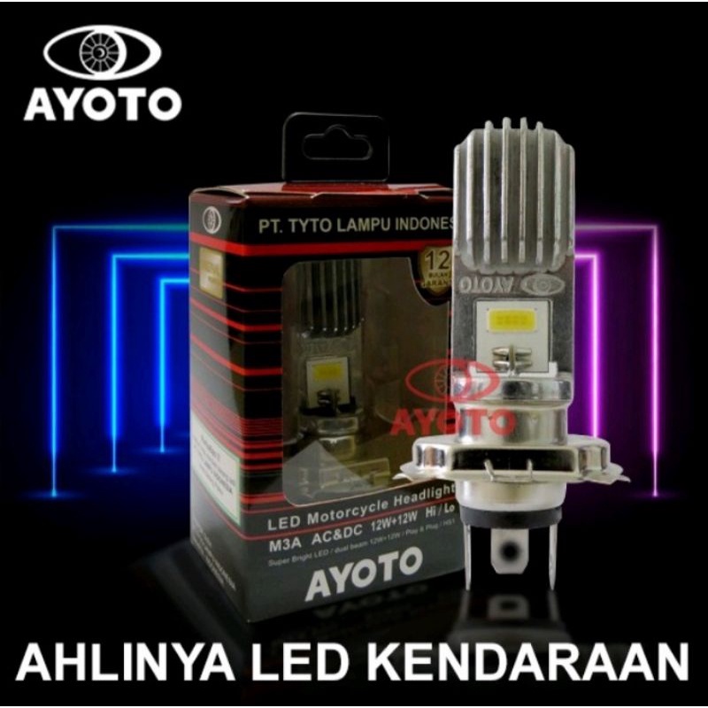 Lampu motor depan headlamp LED H4 AYOTO AC DC M3A ORIGINAL AYOTO