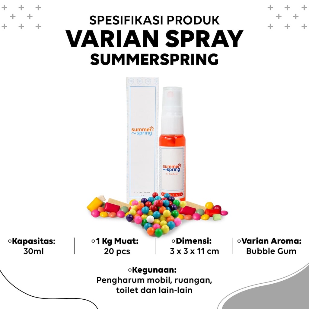 Parfum Mobil Pengharum Ruangan Pewangi Kamar Tidur Harum Summer Spring | Spray | Aroma Bubble Gum