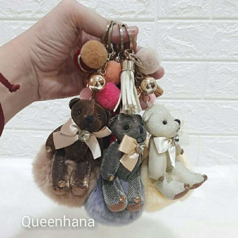 Gantungan Kunci Bulu Gantungan Tas Bulu Pompom