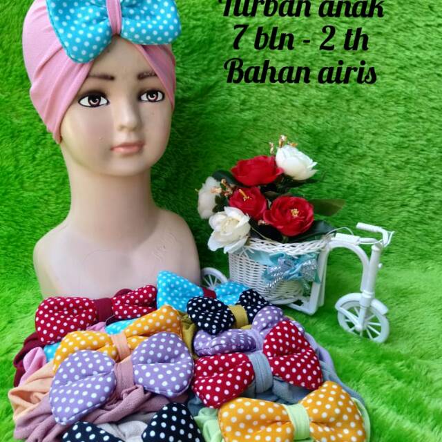 

Turban anak pita polkadot , pita mutiara , pita bintang , pita bunga , pita dakron