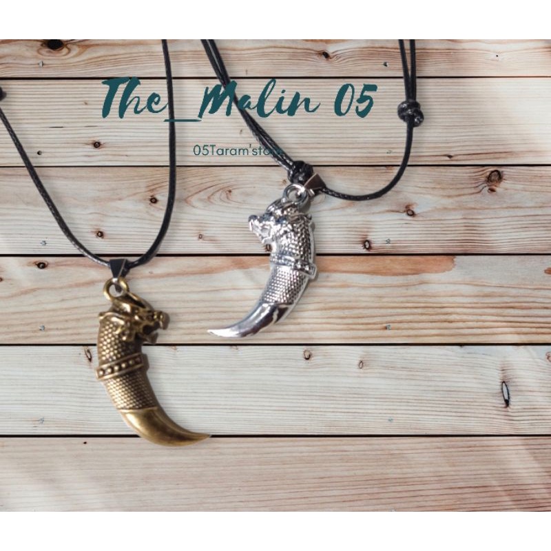 kalung singa spike punk kujang taring silver dan gold titanium stainles steel besi baja pria