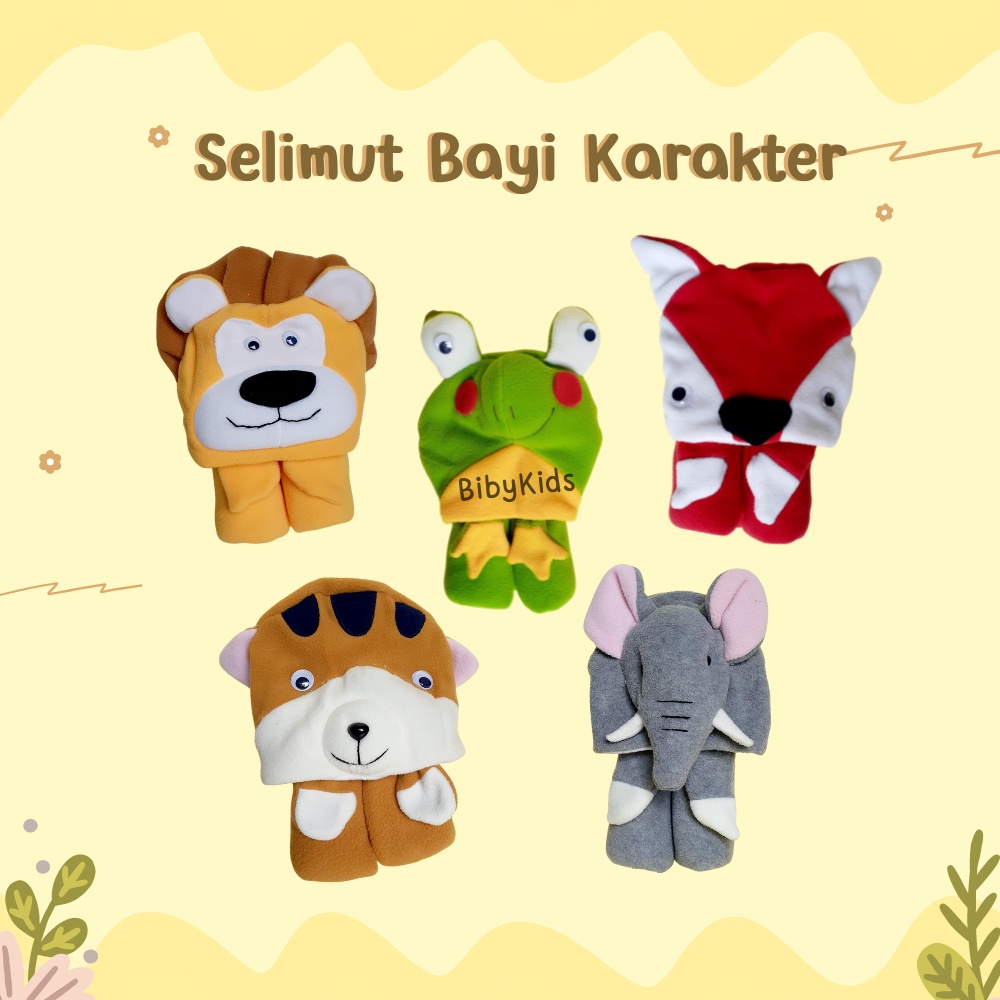 Selimut Bayi Topi Karakter 3D Lucu Lembut Double Fleece Bulu Tebal Murah Perlengkapan Bayi