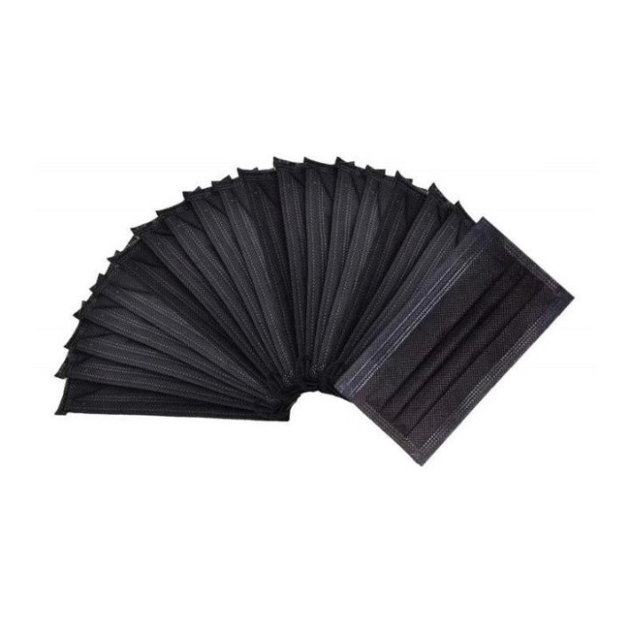 [Isi 50] Masker Hitam 3ply Disposable Earlopp isi 50 Grosir