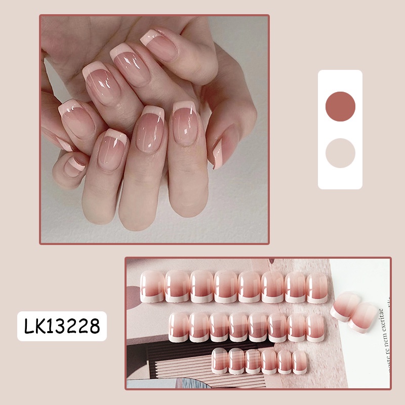 [Dengan Lem] 24pcs Kuku Palsu Panjang Balet Matte Wearable Nail Art Frosted Fake Nail Produk Jadi Nail Patch