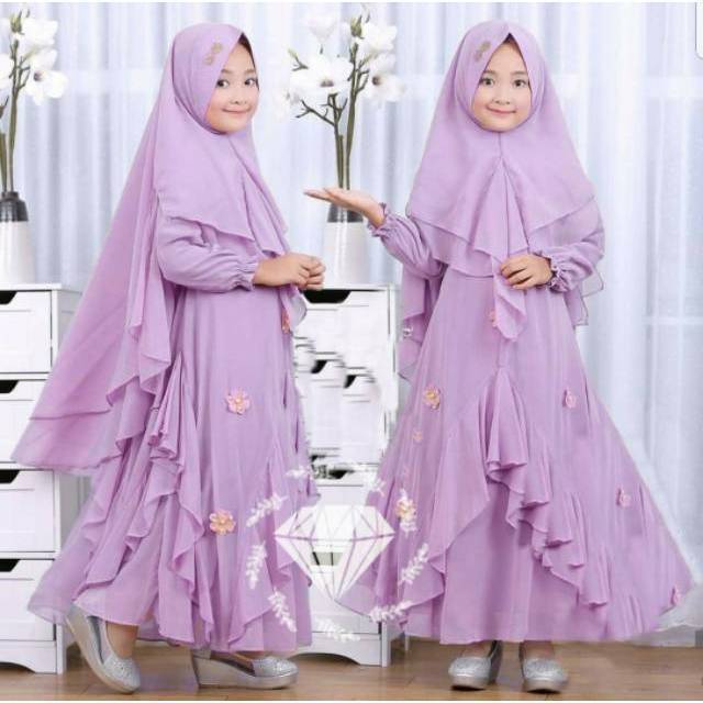 SYARI KAYLA KID ANAK, WOLFICE, GAMIS HIJAB MUSLIM, MAXY DRESS