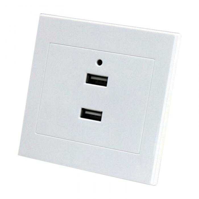 FACEPLATE USB CHARGER 2 PORT DC5V WALL SOCKET OUTLET STOP KONTAK PUTIH